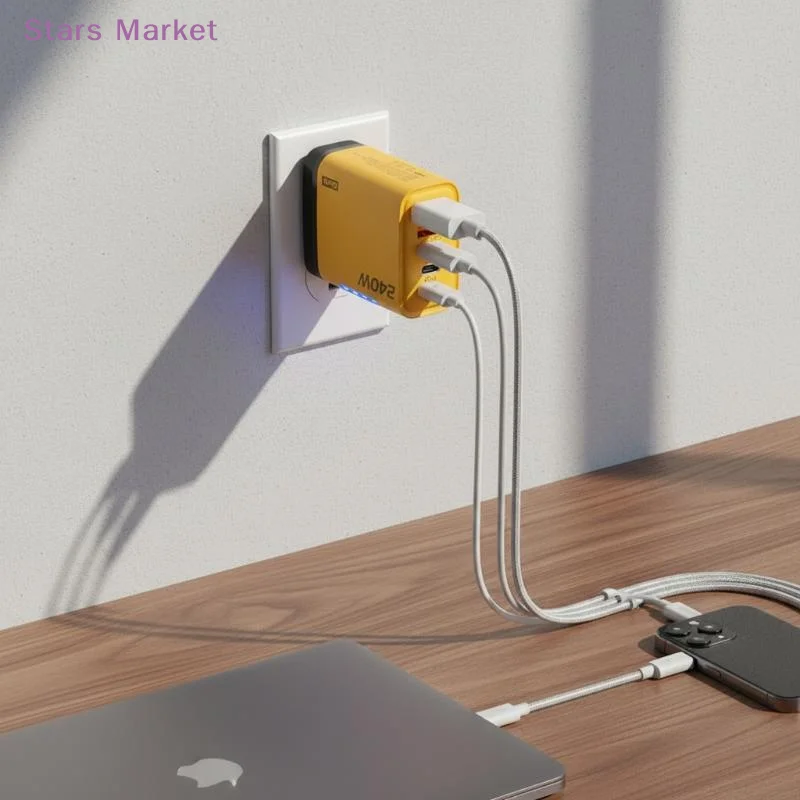 240W 5Port GaN Charger USB C Fast Charging Adapter PD Quick Charge3.0 Type C