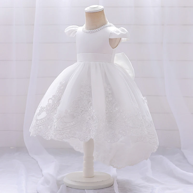 Summer Ceremony White First Birthday Dress For Baby Girl Clothes Baptism Pearl Princess Dress Girls Dresses Party Gown 0-5Y