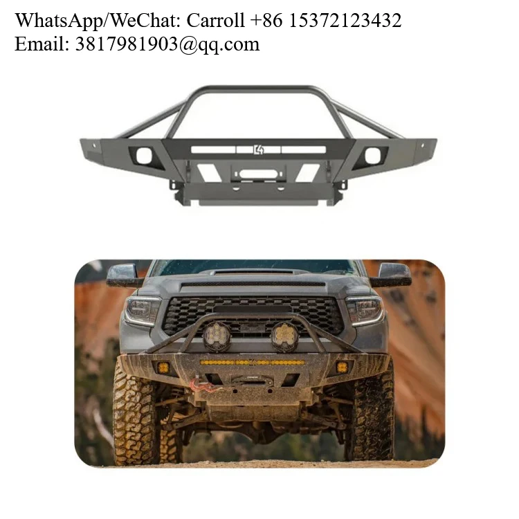 

Steel Front Bumper With Bull Bar Front Bumper C4 Style For Toyota Tundra 2016-2023 Black 4x4 Pickup Off-road Parts Wholesale
