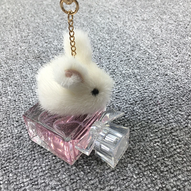 Portachiavi in peluche Kawaii di alta qualità da 5CM carino pelliccia di visone Angora coniglio a pelo lungo ciondolo morbido borsa portachiavi per auto giocattolo