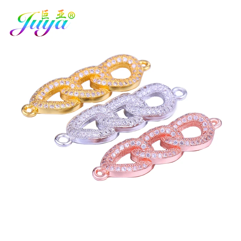 Juya Handmade Fashion Jewelry Fittings Supplies Infinity Cross Connector Charms For DIY Women Men Charm Bracelets Making