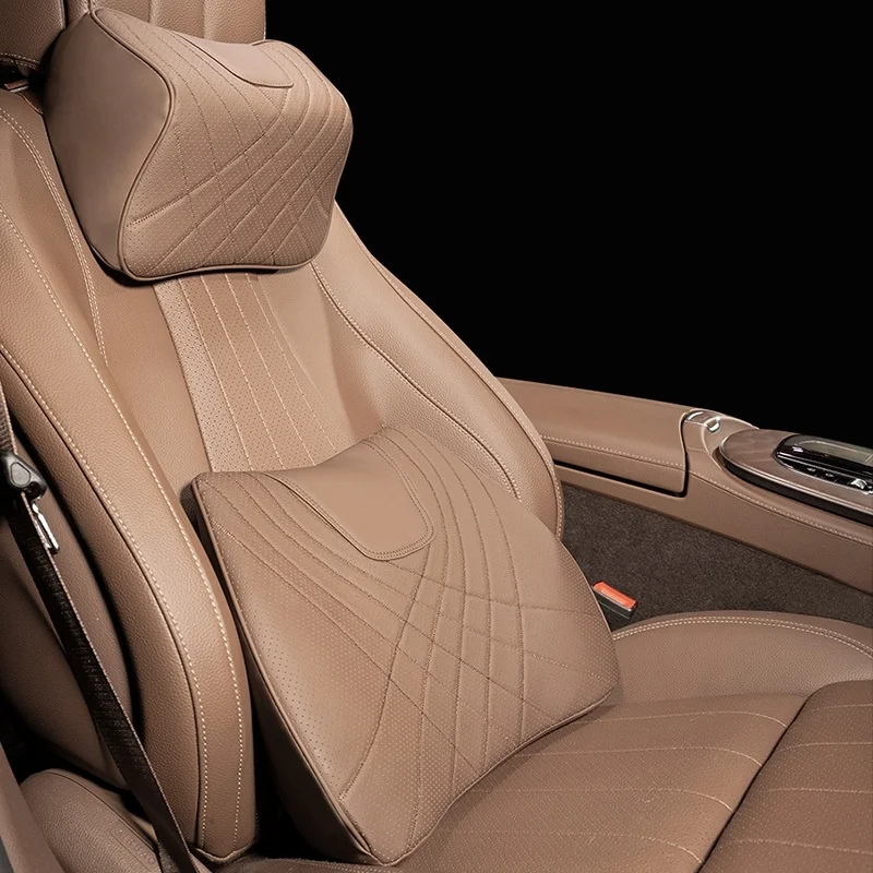 

Universal Car Headrest Neck Pillow Soft Leather Seat Support Back Cushion Memory Foam Car Interior Rest Protection Pillow Pad