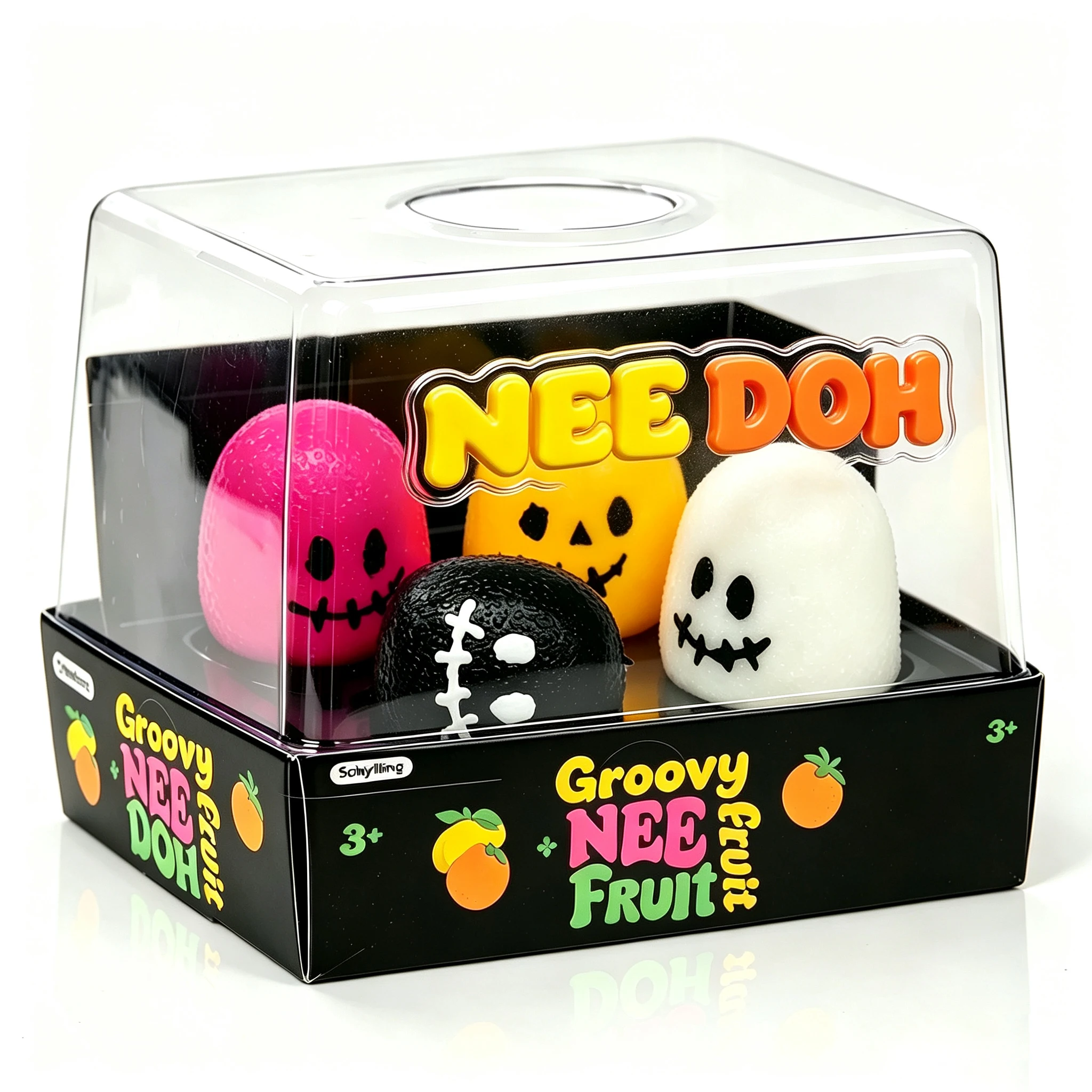 2027Hot NeeDoh popular Halloween ghost face funny small malt candy decompression squeezing music venting play toys adult toys