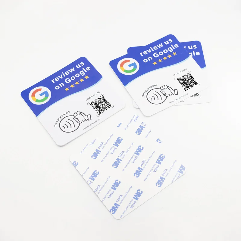 NTAG215 Google Review NFC Sticker Tap To Use Editable Dynamic QR Code Ultra Thin 0.2cm for Vertical Stand Display