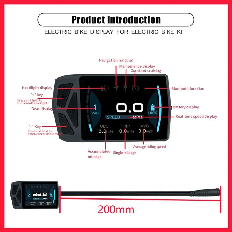 Electric Bicycle Display Mixed Material Bicycle Display LCD Meter B02U For Bafang Mid Motor BBS 01 02 HD Ebike Panel Waterproof