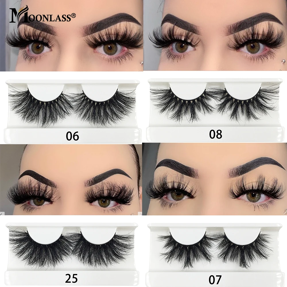 Wholesale 1 Pair Russian Strip Lashes Extension Vendors 25MM Mink Lashes Makeup Tools Fluffy Natural False Eyelashes Box Package