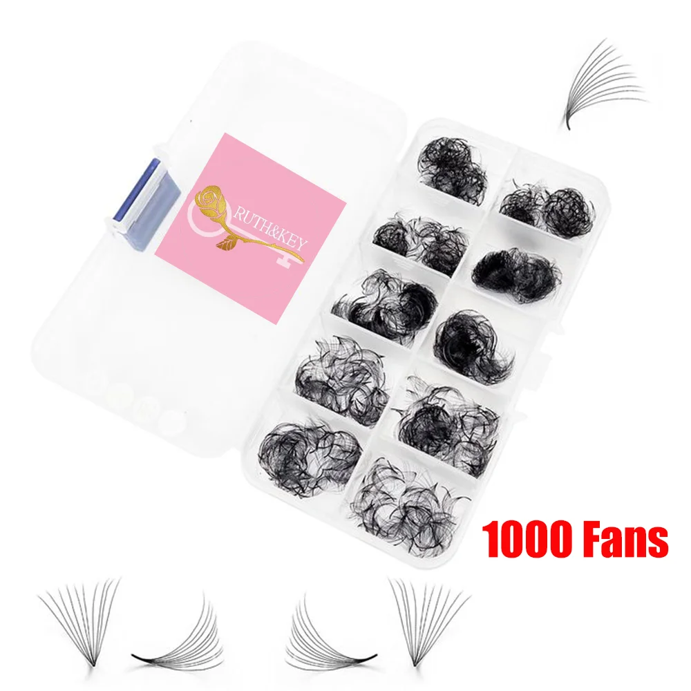 

1000 fans 3D-20D Mixed Length Sharp Pointy Stem Premade Volume Loose Fan Lash Slim Base Promade Russia Volume Fans Eyelash