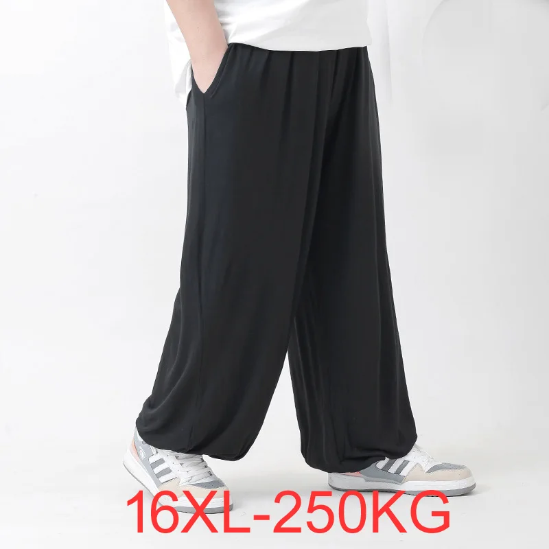 

Men High Elastic Casual Pants 15XL 16XL 210-250KG summer modal casual home pants new Plus size men's super soft men's pants