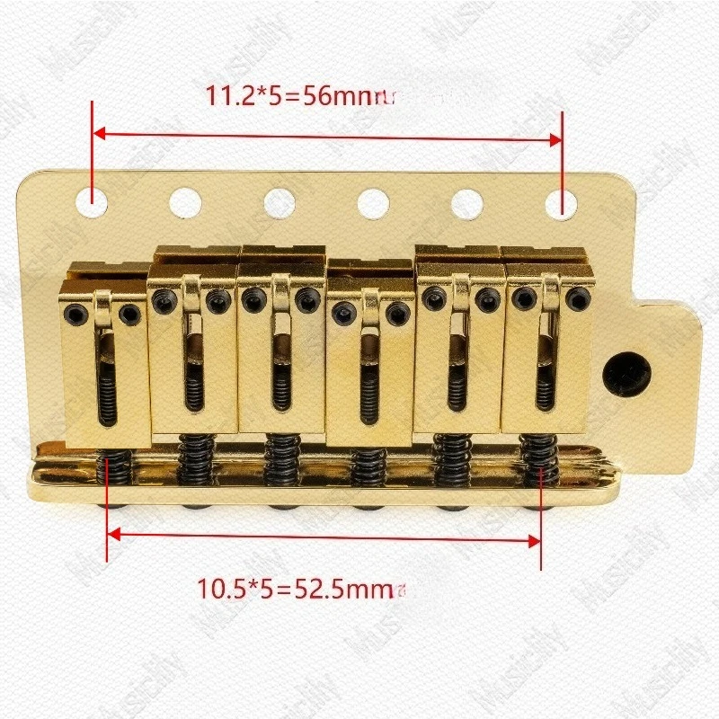 Top Selling 6-Point 52.5/56mm For ST Electric Guitar Tremolo Bridge Brass Base Stainless Steel Saddles Full Set