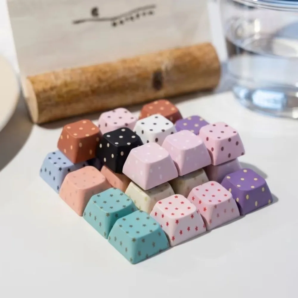 5 Pcs Handmade Craft Polka Dot Keycaps Push Button Switch Stress Relief Function Mechanical Keyboard Keycaps Key Ring Style
