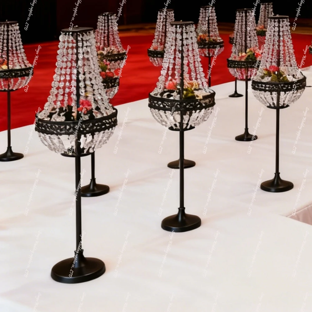 

6pcs f10 Hot Sale Crystal acrylic Wedding Centerpiece Table Decoration Wireless LED light Table Lamp Crystal Candle Stand