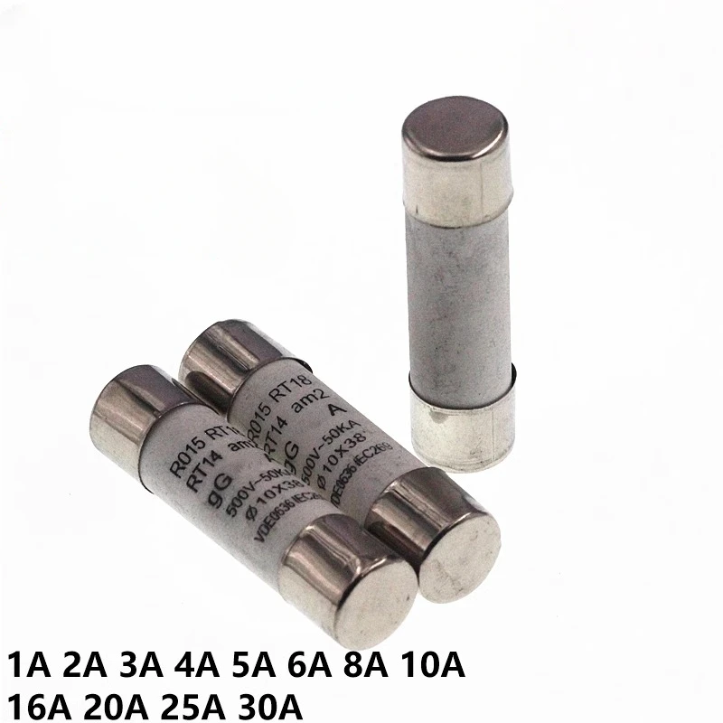 100PCS 10*38 Fast Blow Ceramic Fuse 10X38MM Fuse 380V 500V 0.5A 1A 2A 3A 4A 5A 6A 8A 10A 16A 20A 25A 32A 40A RO15 RT18 RT14