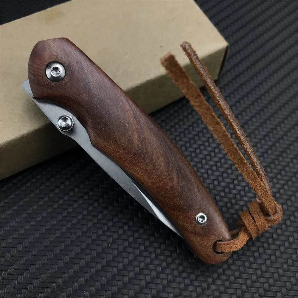 TOP Selling BN D2 Folding Pocket 7Cr13Mov Blade Red Sandalwood Handle Outdoor EDC High Quality Camping Hiking Hunting Tool