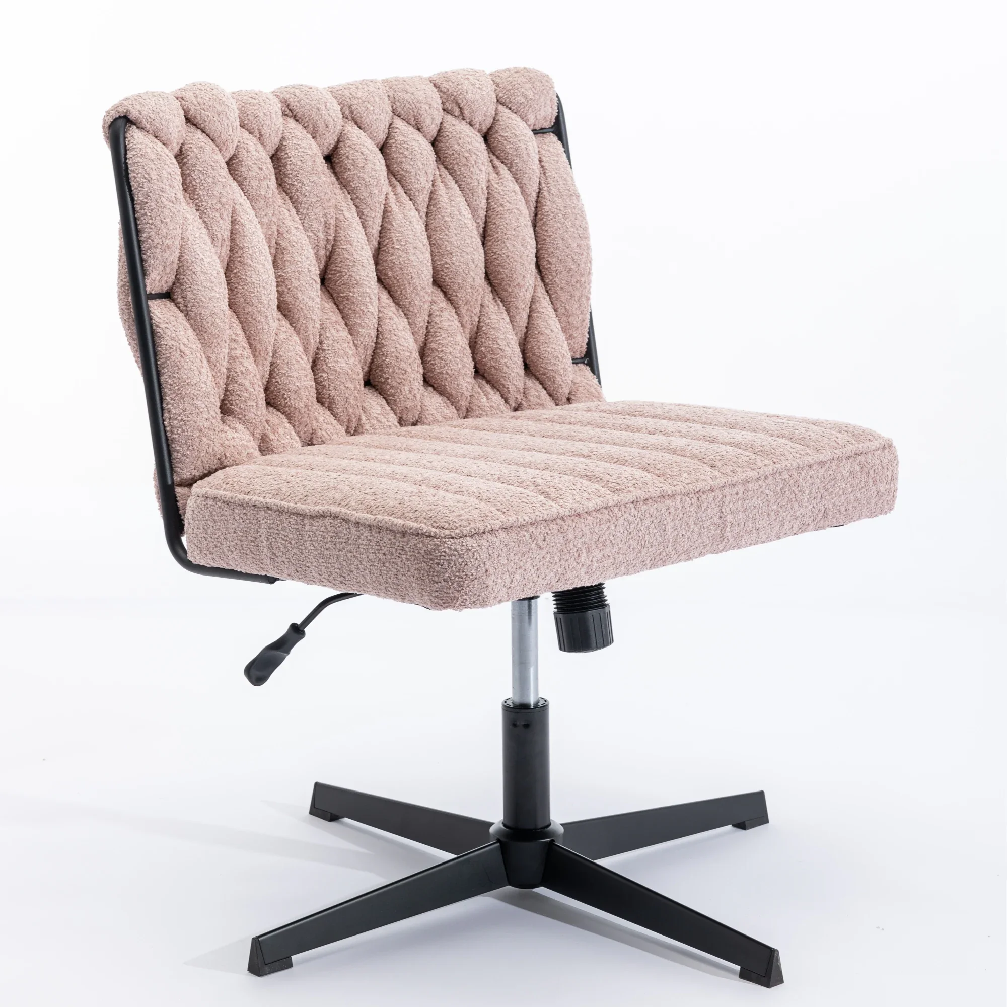 

Cross Legged Office Desk Chair with Wheels, Modern Armless Desk Chair with Wide Seat, Home Office Chair for Work, Meditati