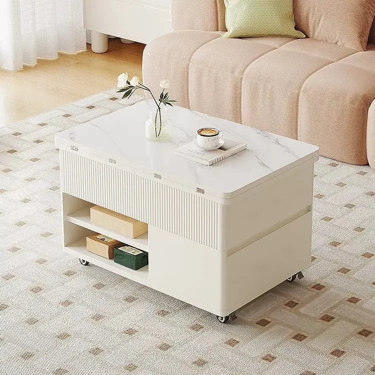 

Lifting coffee table dining table dual-purpose cream wind tea table small apartment modern living room simple household