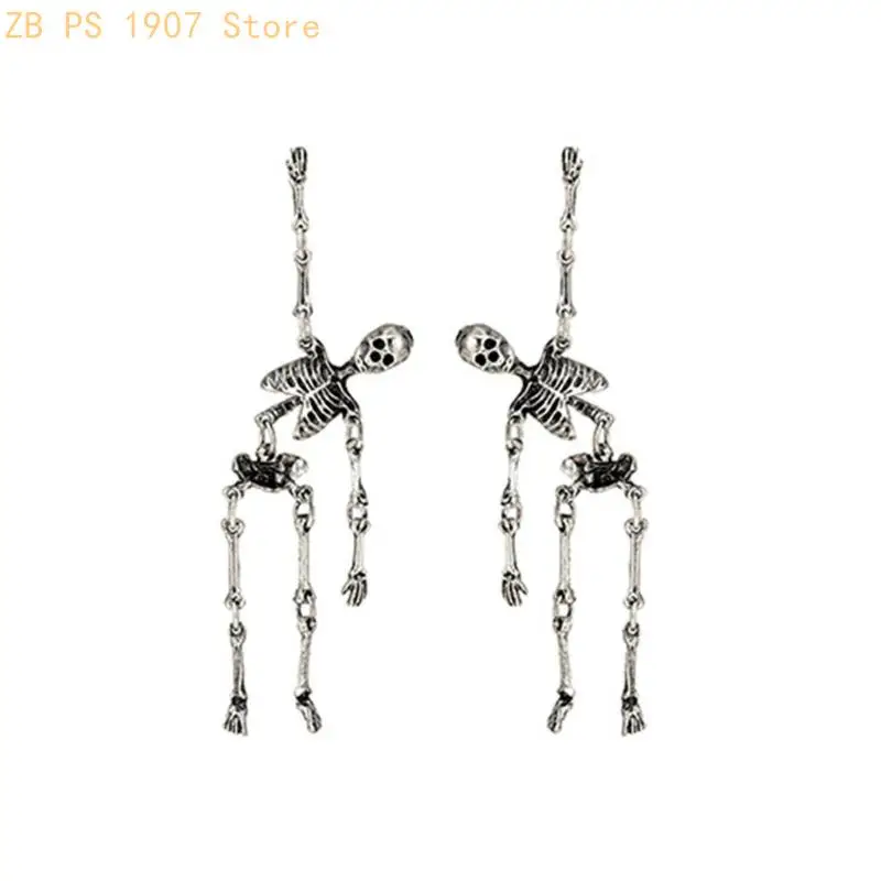 Metallic Halloween Skeleton Earrings for Stage and Costume Styling 55KA