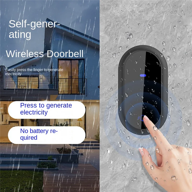 Электронный беспроводной дверной звонок, водонепроницаемый умный дверной звонок, IP68, домашний дверной звонок, интеллектуальный 4-уровневый регулятор громкости, 38 песен