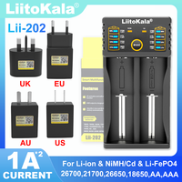 Liitokala Lii-202 18650 1.2V 3.7V 3.2V AA/AAA 26650 10440 16340 21700 20700 14500 18490 NiMH Lithium Battery Smart Charger