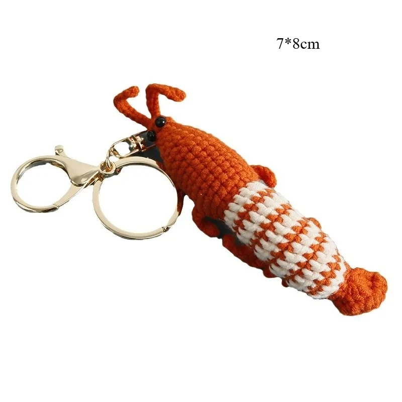 لطيف الروبيان سحر المفاتيح الكرتون البسيطة المنسوجة يدويا سيارة المفاتيح لطيف على ظهره حقيبة يد قلادة #6