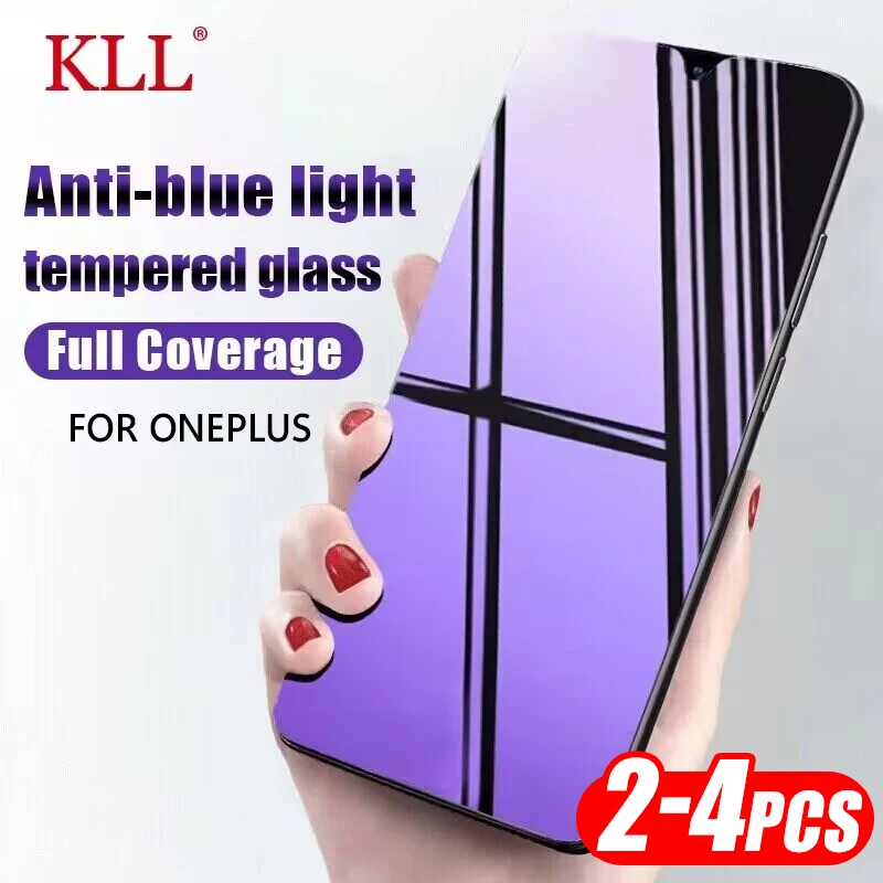 

2-4pcs Anti Blue Light Full Cover Tempered Glass for OnePlus Ace 3V 2V Pro Screen Protector For One Plus 10T 10R 9RT 9 8T 7T 6T