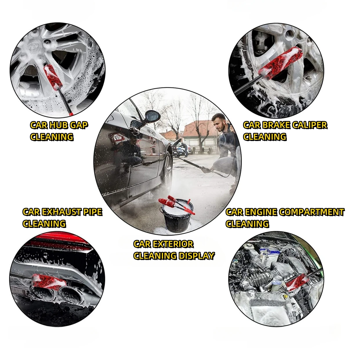 Auto Wheel Detailing Brush Bendable Wheel Woolies Car Cleaning tools for Car Rim Tire Washing Easily Clean Hard-To-Reach Areas