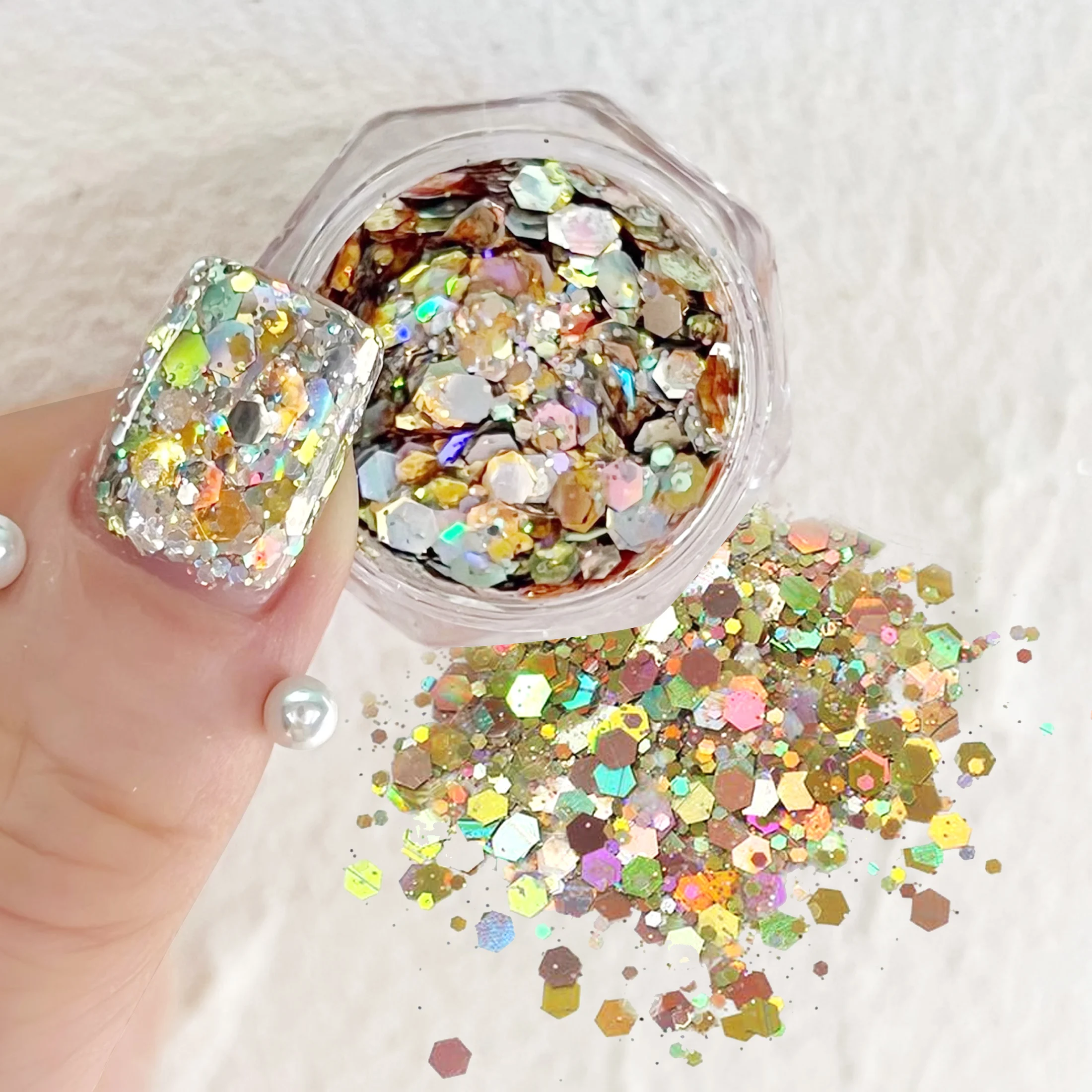 3D Laser DIY Decals Decoration Nail Glitter Sequins Nail Art Flakes Colorful Confetti Sticker Manicure Supplies Make Up