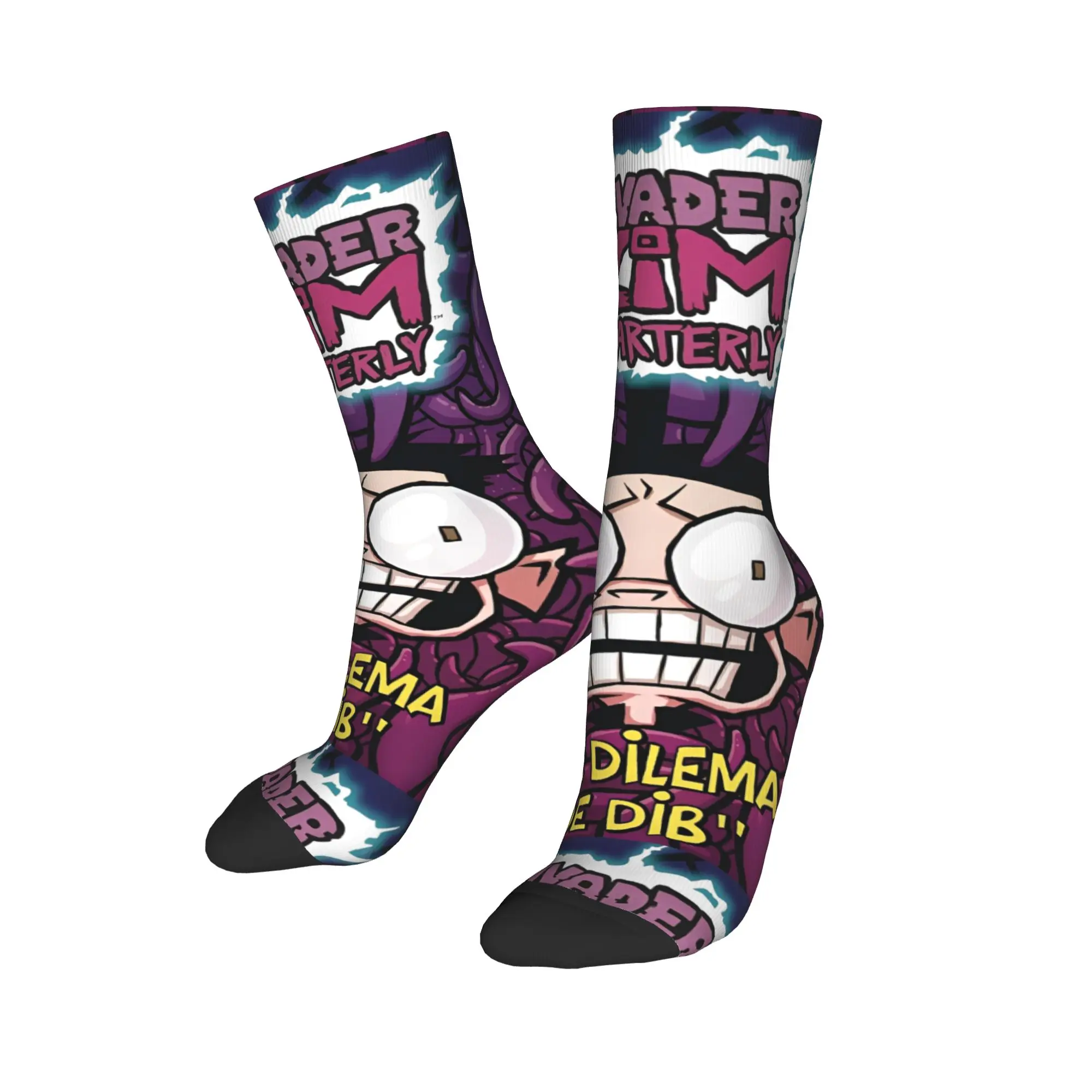 Autumn Winter Colorful Women Men Invaders Zims  Cartoon Socks  Breathable Basketball Socks,