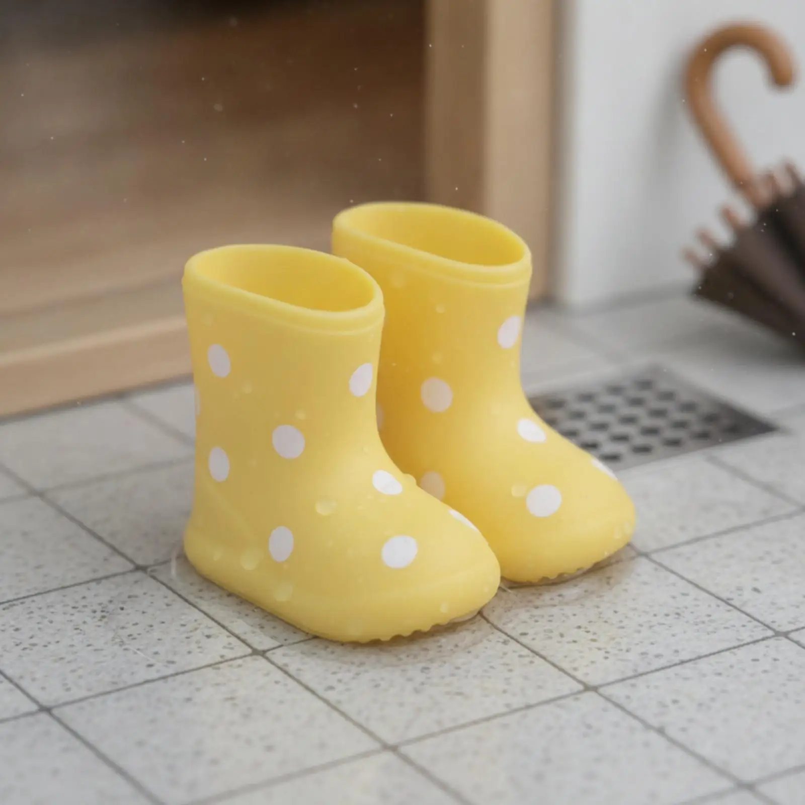Cute White Dot Doll Boots Silicone Mini Shoes for Blythe Dollhouse Decor