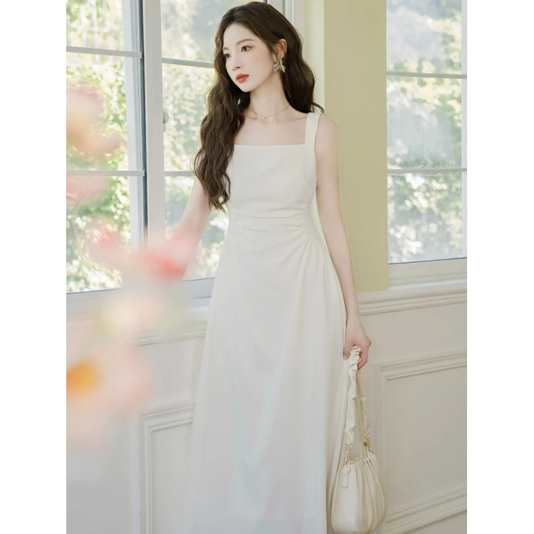 

Elegant A-Line Midi Dress Slimming Waist Strapless Gown for Young Women Summer Fashionable Casual Dresses Bodycon Style