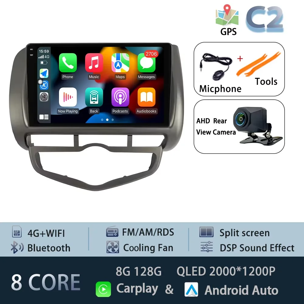 Voor Honda Fit Jazz 2002-2008 LDH RDH Autoradio Audio Mulltmedia Speler Android Intelligent Systeem GPS Navi DPS 4G Carplay WiFi