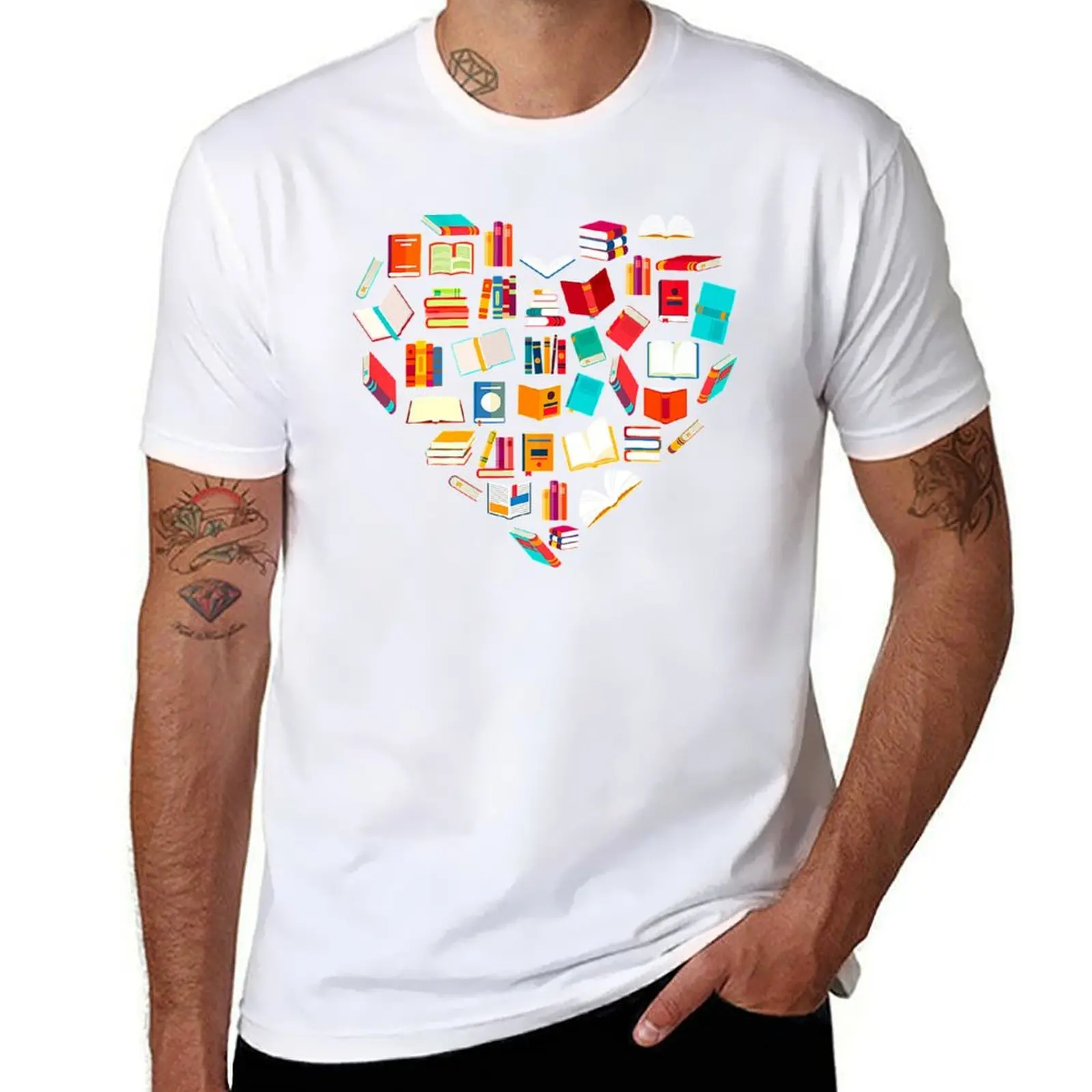 

Heart Of Books T-Shirt cotton t shirts man 100% t shirts for man pack white T-Shirt