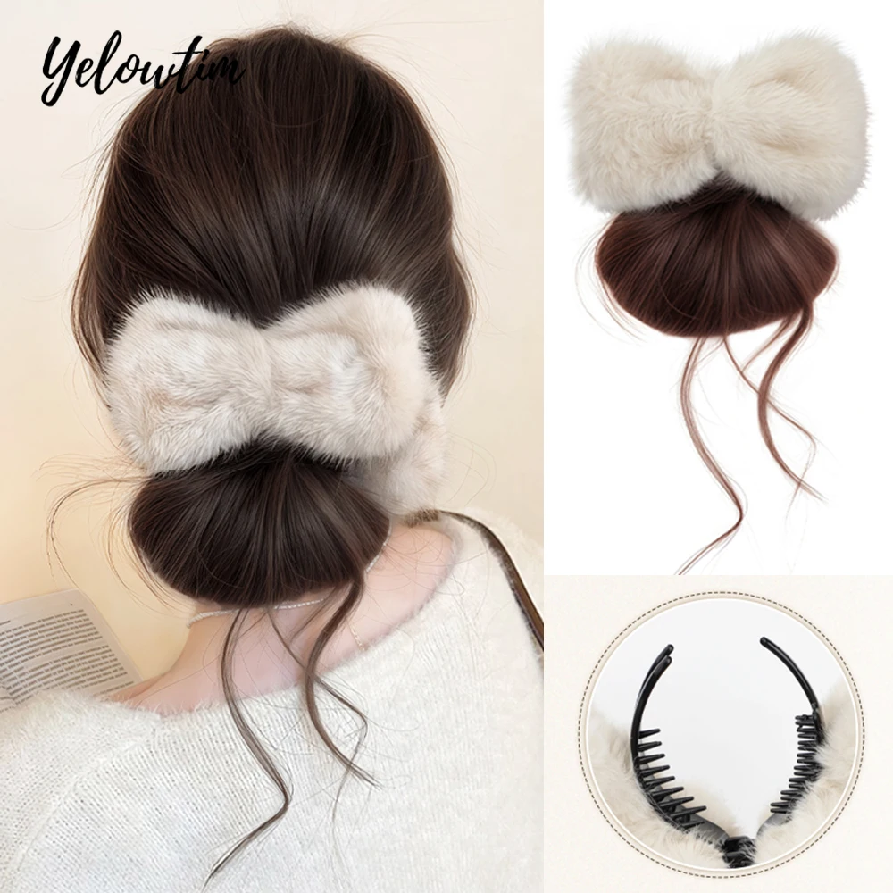 

Synthetic Hair Bun Clips Acrylic Hairpin for Women Girl Vintage Advanced Hairgrip Elegant Hair Accessories
