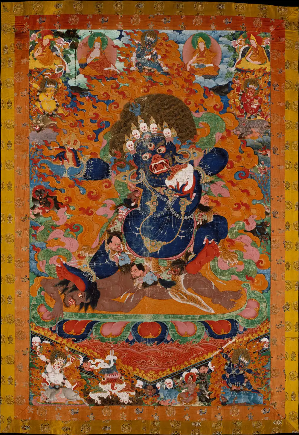 

Mahakala Thangka,Gandhanra Tibetan Buddhist Thangka Art,Giclee Printed and Hand Framed,47" × 32"