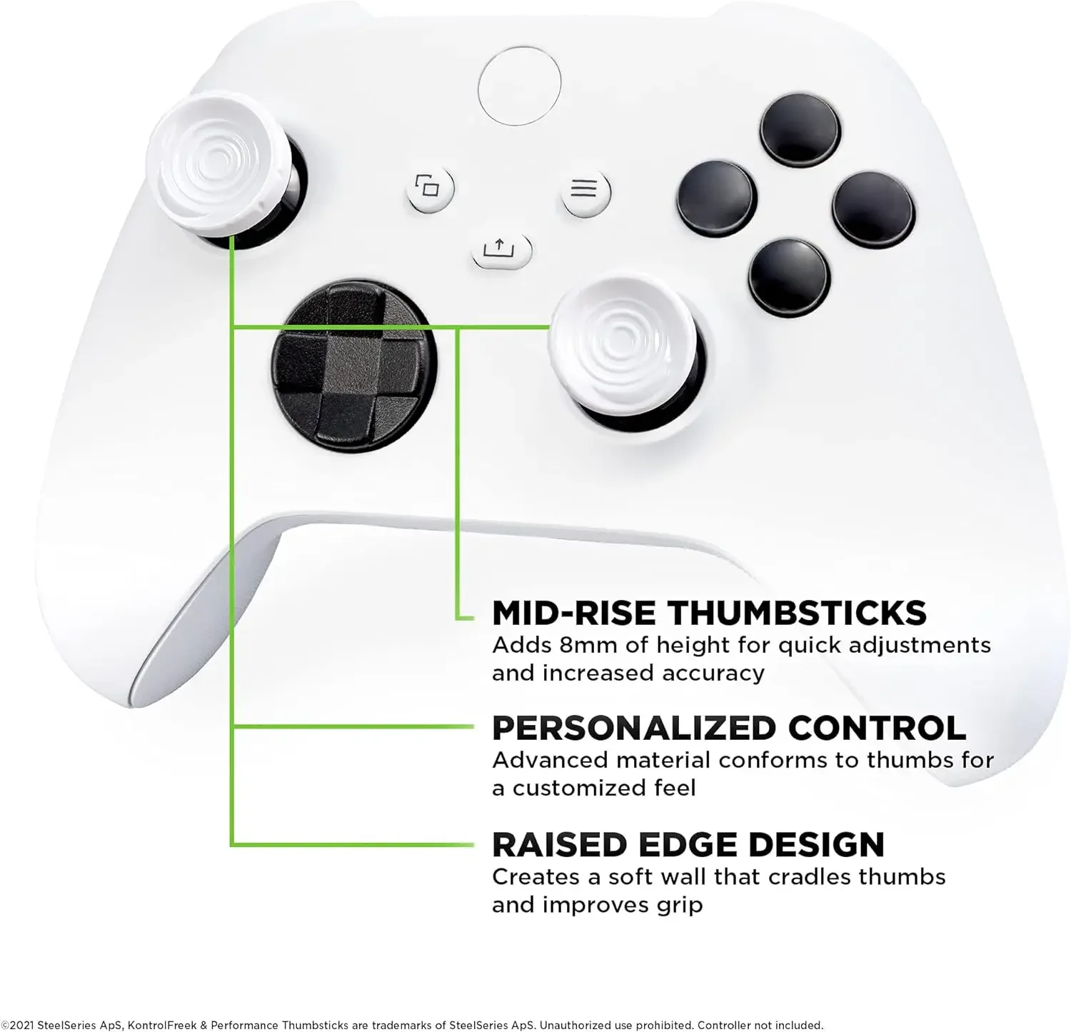 KontrolFreek FPS Freek CQC Rush for Xbox One and Xbox Series X Controller | Performance Thumbsticks | 2 Mid-Rise Concave | White