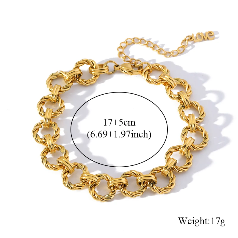 EILIECK 316L Edelstahl Metall Goldfarben Rundgliederkette Halskette Armband Set für Damen Mode Punk Wasserdichter Schmuck – Detail 7