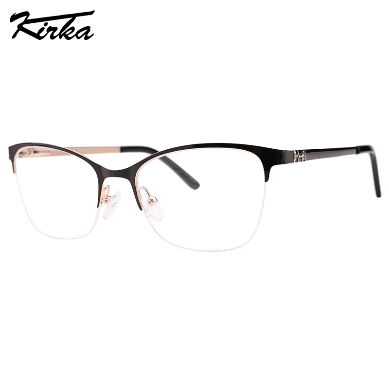 

Kirka Metal Female Cat Eye Half-Rim Eyeglasses Acetate Temple Tips Glasses Fashion Spectacles Frames for Ladies&Woman MW5009