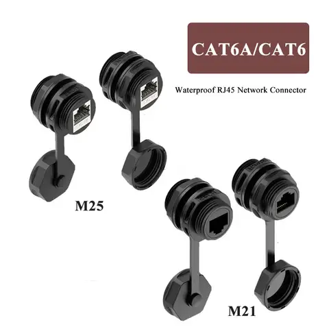Waterproof CAT6A RJ45 Panel Socket Industrial Ethernet M25/M21 rj 45 Network Connector Module Plug CAT6 rj45 Circular Joint