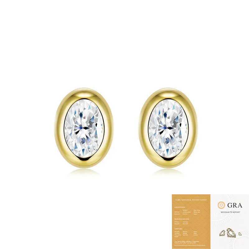 

Sparkling 4X6mm Moissanite Women's Stud Earrings - Gold Plated Stud Earrings for Female & Prom Party Anniversary Jewelry Gift