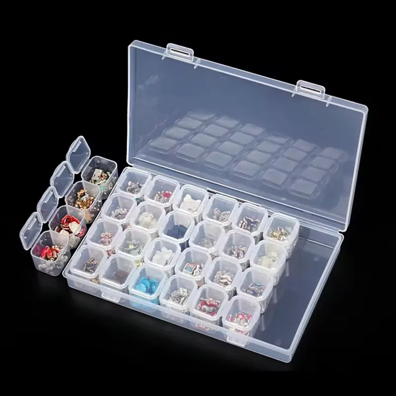 28 Grids Diy Diamond Painting Storage Classification Box Craft Embroidery Accessory Organizer Rhinestones Container Organizer