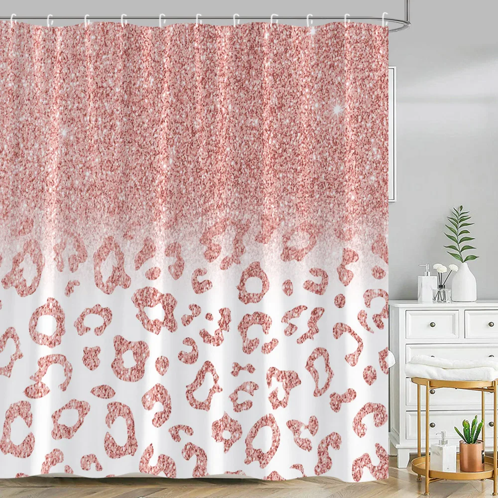 

Colorful Textured Shower Curtain Sparkling Leopard Creative Marble Fashion Modern Polyester Fabric Home Bathroom Decor Curtain