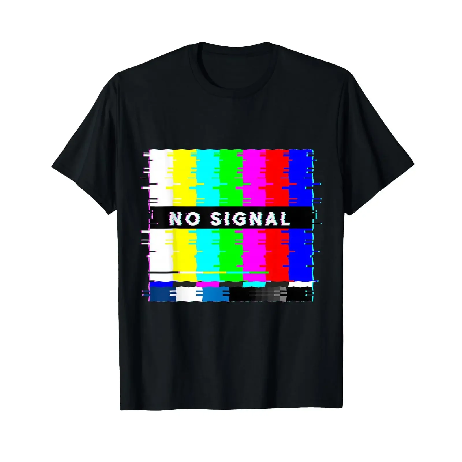 No Signal Television Off Air Glitch Art Vaporwave T Shirt vintage Washed Soft Unisex streetwear Stylish Breathable Versatile