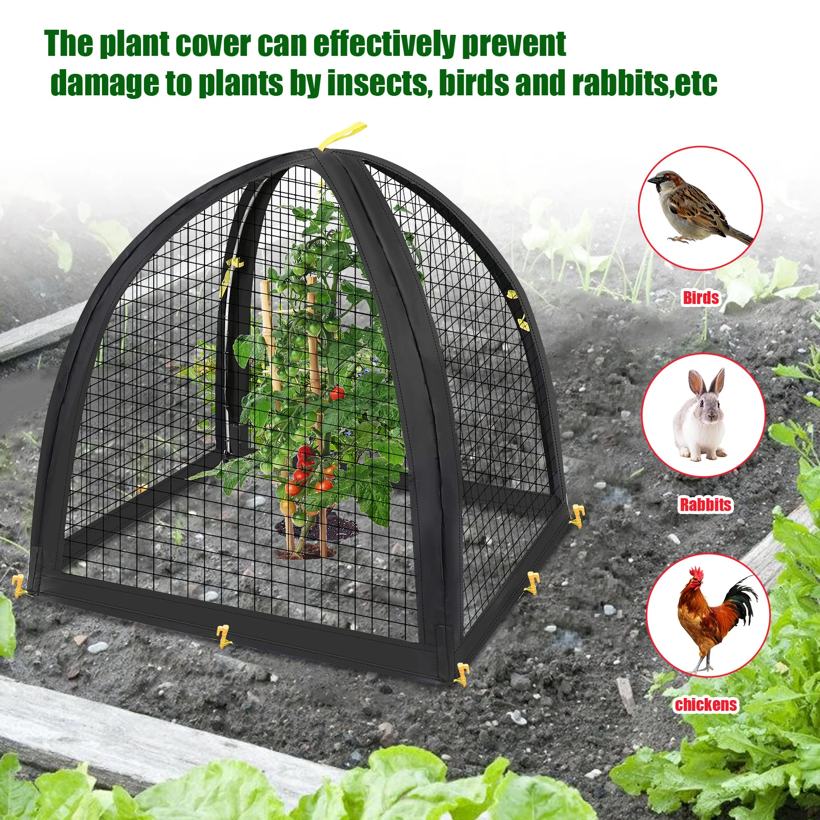 Plant Bird Protection Netting - Fiber Pole Protective Tent, 47in High - 33.5in Wide Plant Protection Cover, Plant Protection Can - view 2