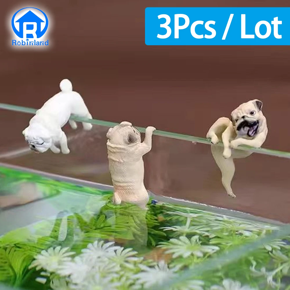 1-3Pcs Mini Cartoon Dog Ornament Resin Figurine DIY Crafts Statue for Fish Tank Fishbowl Aquarium Accessories Home Decoration