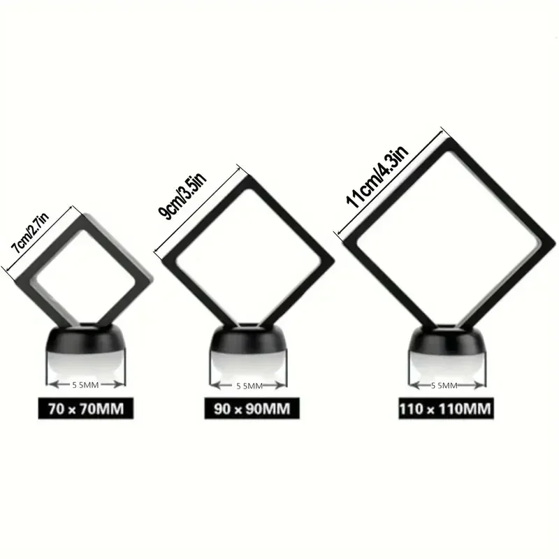 Transparent PE 3D Floating Display Case, Suspension Frame Stand Jewelry Storage Box, Anti‑Oxidation Floating Showcase