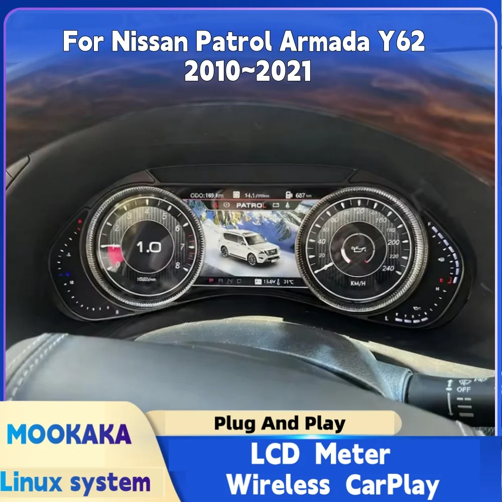Digital Dashboard For Nissan Patrol Armada Y62 2010~2021 Car Cluster LCD Meter Virtual Cockpit Digital Instrument Panel Head Uni