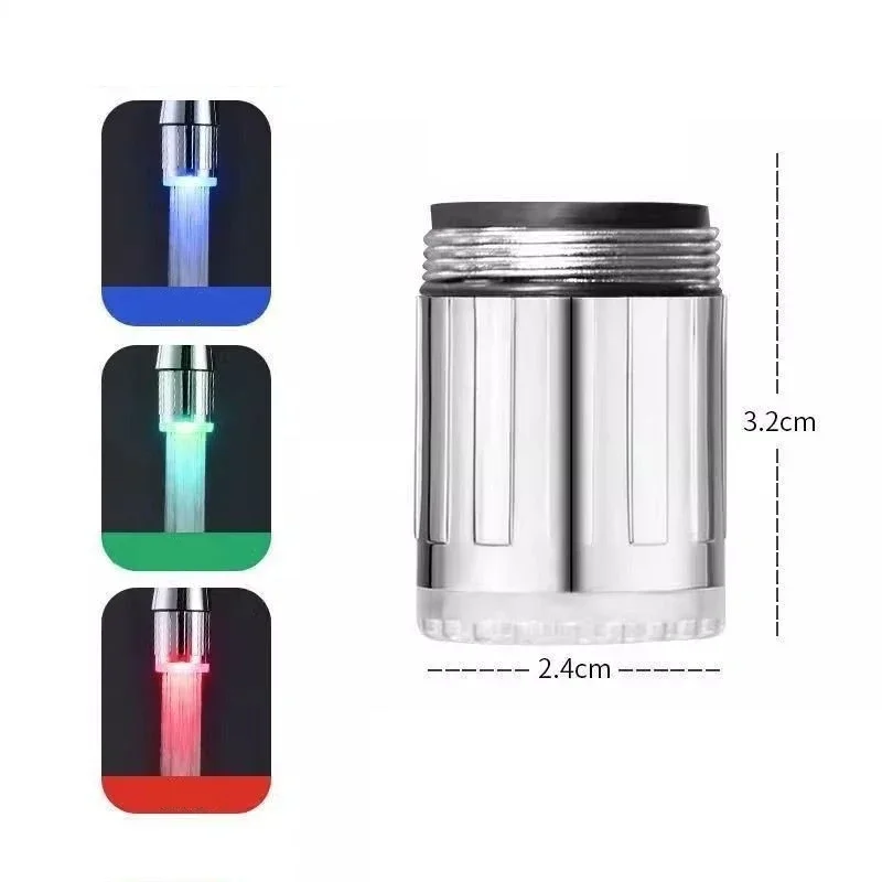 1PC Creative Faucet Extender LED Temperature Sensor 3-Color Light-up Faucet Kitchen Bathroom Glow Water Faucet Tap Nozzle Shower
