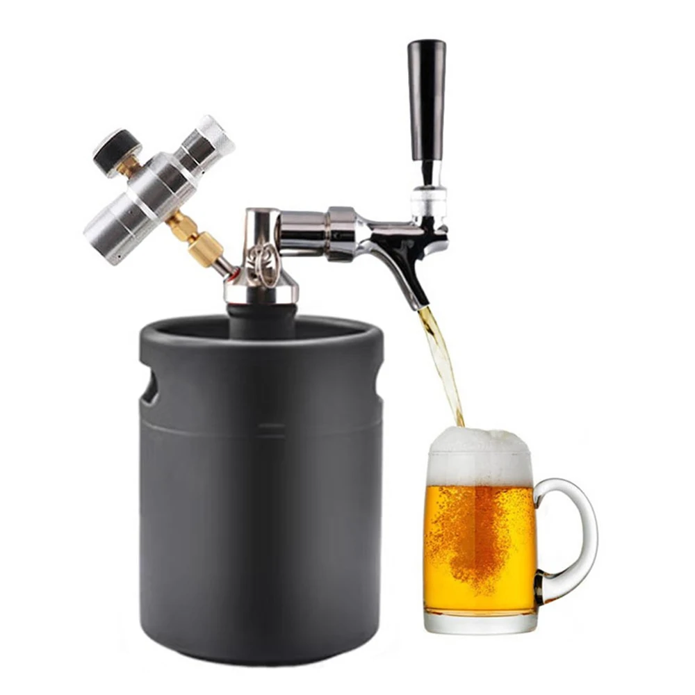 Mini Growler,304 Stainless Steel 2L/3.6L Mini Keg Beer Growler Portable Beer Bottle for Picnic/BBQ Home Brewing Beer Making Tool