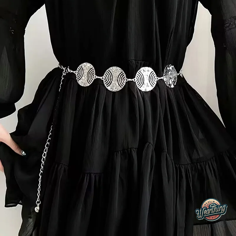 

Waist Chain Women's Belts Y2k Belt Decoration Simple Waistband Versatile, With Dresses, Metal Discs, Fashion Personality