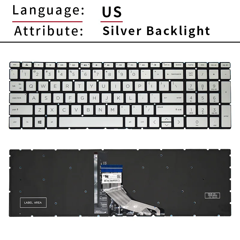 Imagem -04 - Teclado Americano e Russo para hp Pavilion Laptop Inglês 15-da 15-db 15-dx Tpn-c136 Tpn-c135 15-dr 250 g7 255 g7 g7 Novo