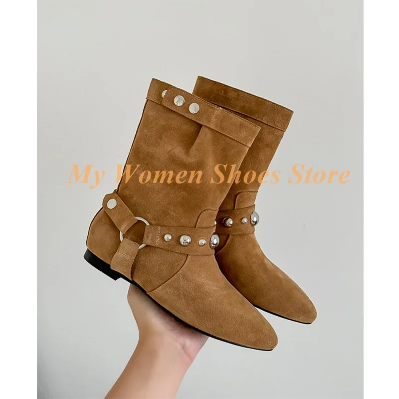 

Ботильоны до щиколотки с пряжкой и ремешком, круглый носок, коричневые, черные замшевые, подиумные, 2026, женские модельные туфли на низком каблуке, однотонные ботинки в стиле вестерн